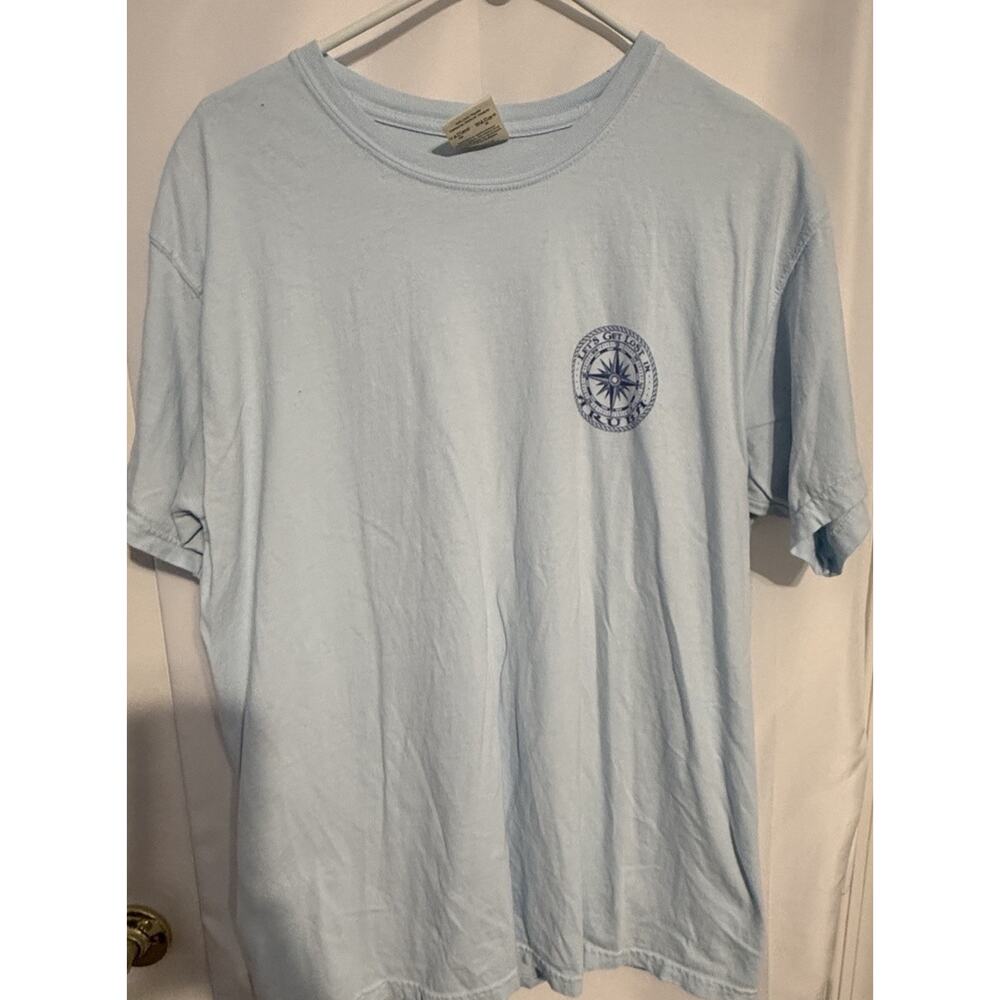 Comfort Colors Aruba Compass Graphic T-Shirt Blue Large Cotton